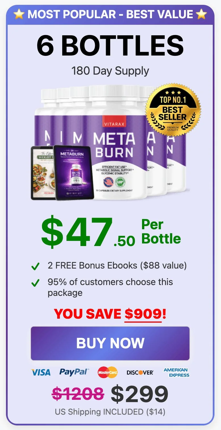 metaburn 6 bottle package for 180-daysupply